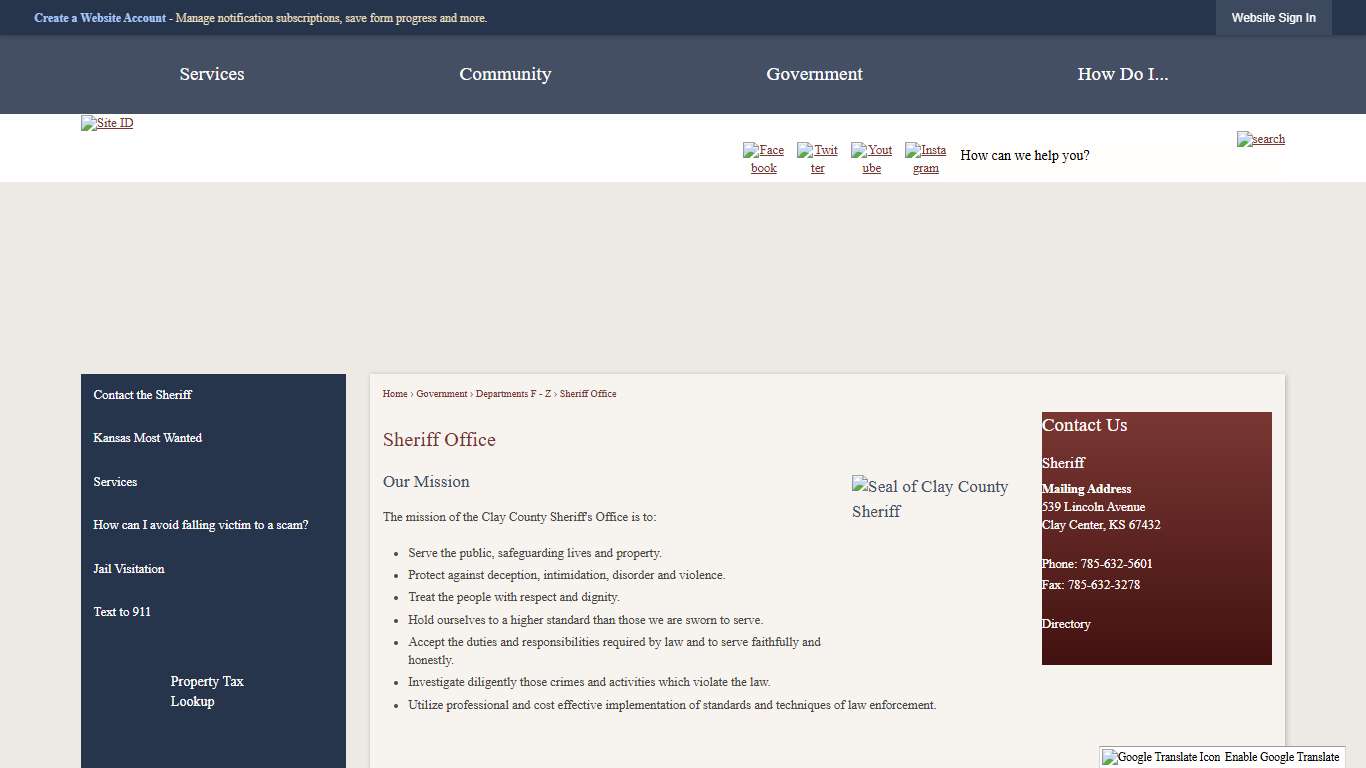 Sheriff Office | Clay County, KS